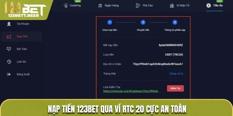 Nạp tiền qua ví RTC 20 cực an toàn